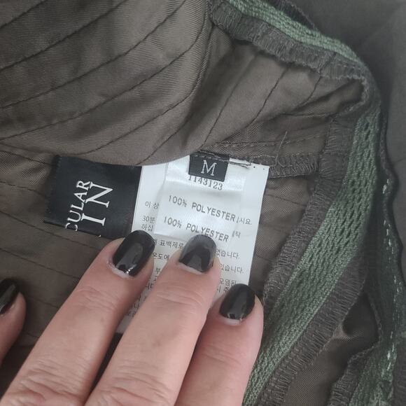 Particular Grin pleated ladies dress green Size Medium office goblincore fairy - Picture 7 of 8